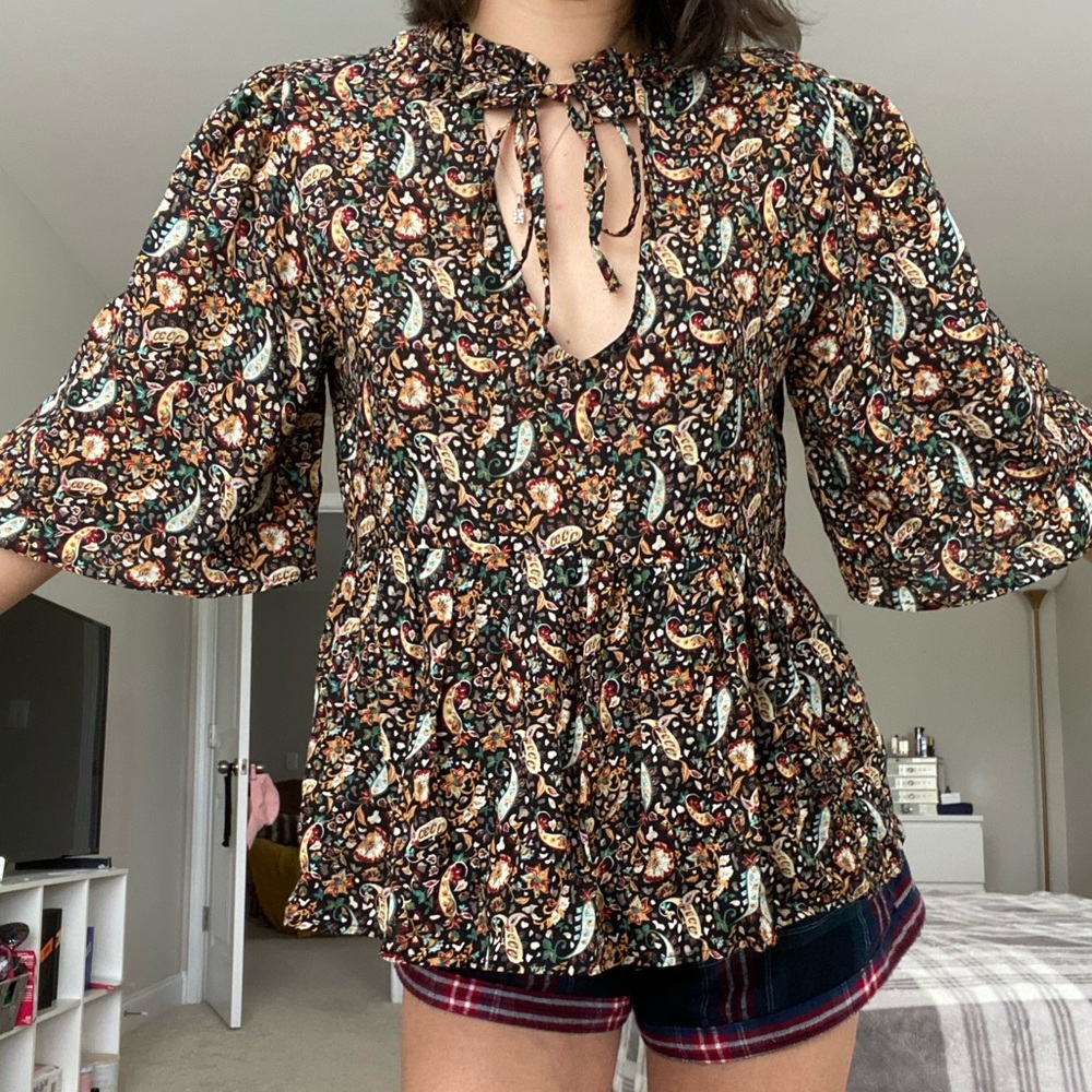 Zara floral blouse top